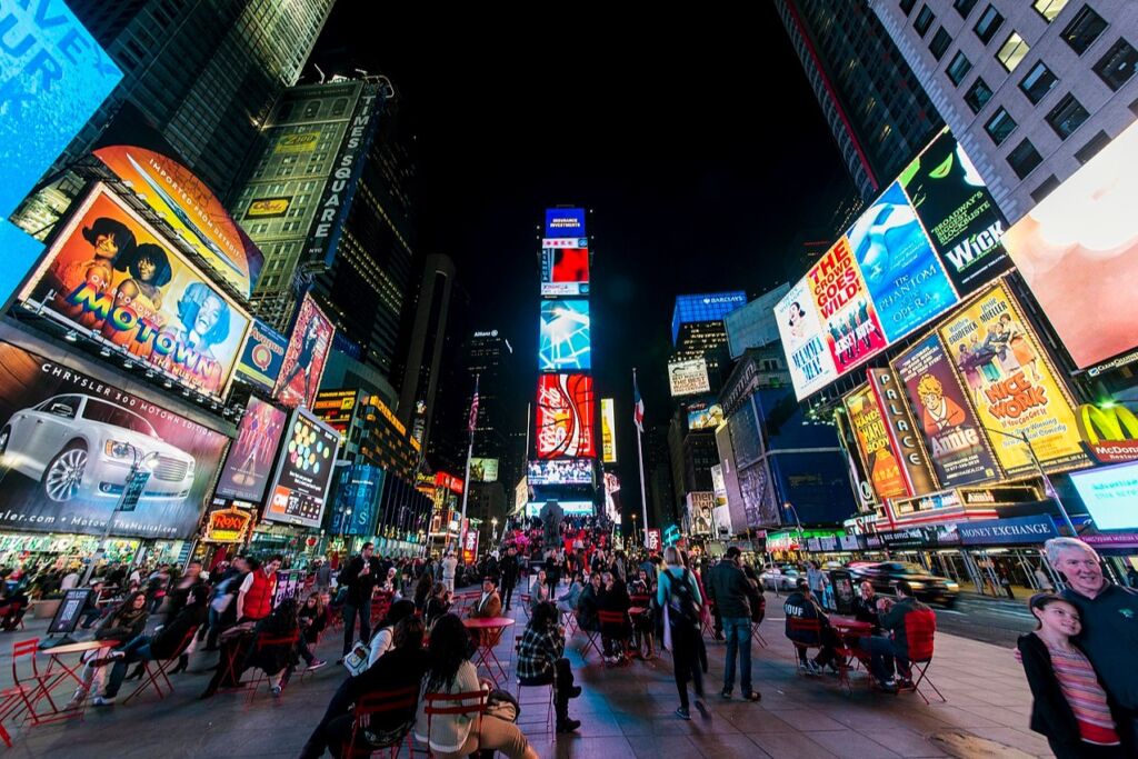 Photo showing Times Square in New York City, one of 8 US Cities with Great Nightlife